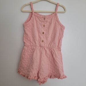 🧸2/20$ Zara 3-4T Girl Pink Ruffle Trim Button-Front Romper Summer